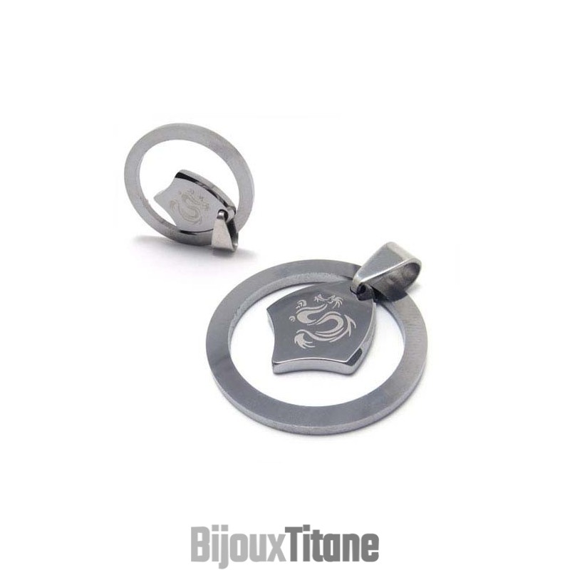 Pendentif En Tungstène Style Dragon Circulaire (Chaîne Offerte) Pendentif En Tungstène Style Dragon Circulaire (Chaîne Offerte)