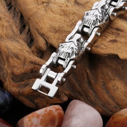 Bracelet De Motard En Titane Pour Homme, Nouvelle Série De Bijoux Animaliers, Tête De Lion Exagérée Et Cool