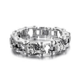 Bracelet De Motard En Titane Pour Homme, Nouvelle Série De Bijoux Animaliers, Tête De Lion Exagérée Et Cool