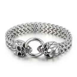 Bracelet En Titane Avec Tête De Mort Cool Pour Homme