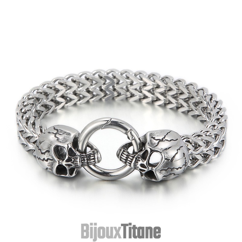 Bracelet En Titane Avec Tête De Mort Cool Pour Homme Bracelet En Titane Avec Tête De Mort Cool Pour Homme
