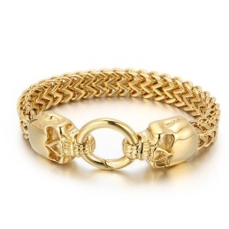 Bracelet En Titane Avec Tête De Mort Cool Pour Homme