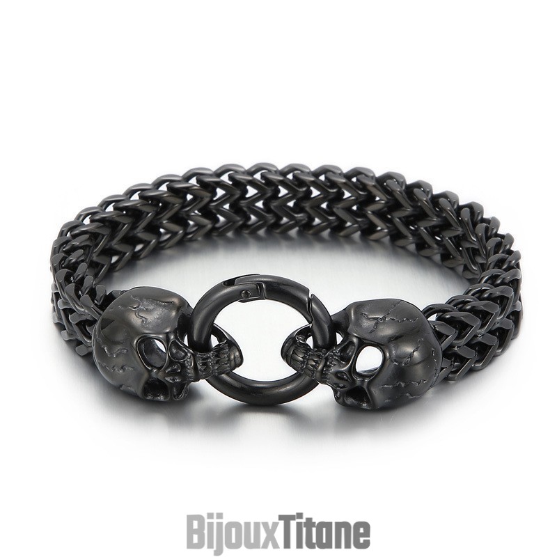 Bracelet Homme En Titane Avec Tête De Mort Cool