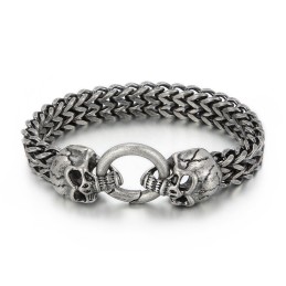 Bracelet Homme En Titane Avec Tête De Mort Cool