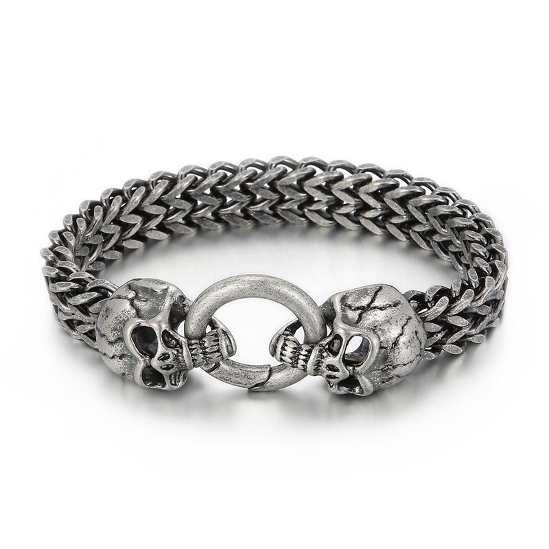 Bracelet Homme En Titane Avec Tête De Mort Cool Bracelet Homme En Titane Avec Tête De Mort Cool