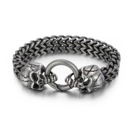 Bracelet Homme En Titane Avec Tête De Mort Cool