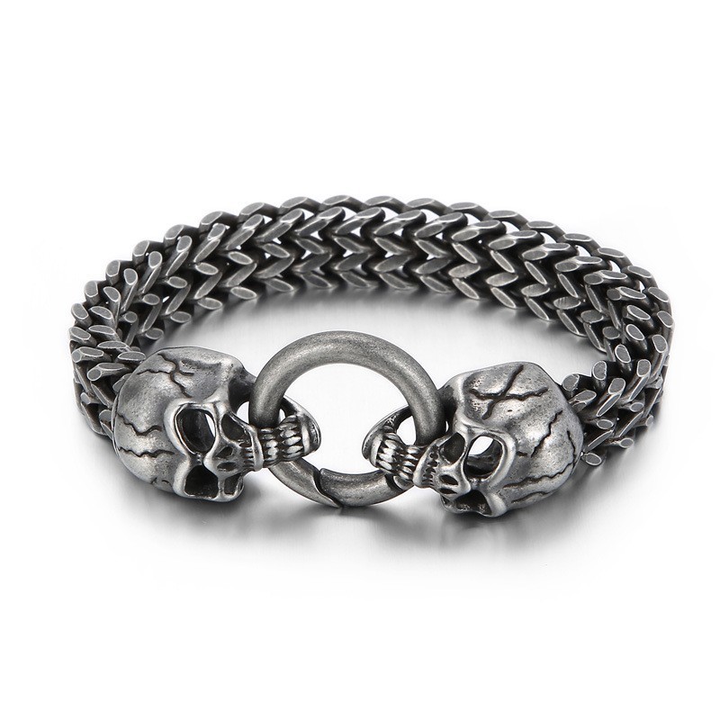 Bracelet Homme En Titane Avec Tête De Mort Cool Bracelet Homme En Titane Avec Tête De Mort Cool