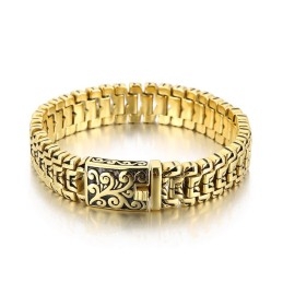 Bracelet En Titane Pour Homme, Motif Fleur Hip-Hop Tendance