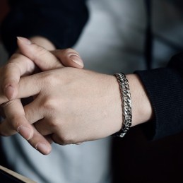 Bracelet À Boucle Carrée En Titane Pour Homme, Accessoire Tendance, Chaîne Vertebrae