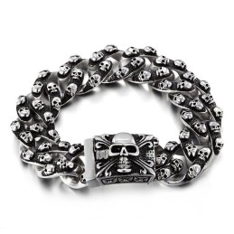 Bracelet En Titane Pour Homme, Motif Tête De Mort Rétro Cool, Bracelet Tête De Fantôme Rock Chic, Accessoires Pour Homme Tide