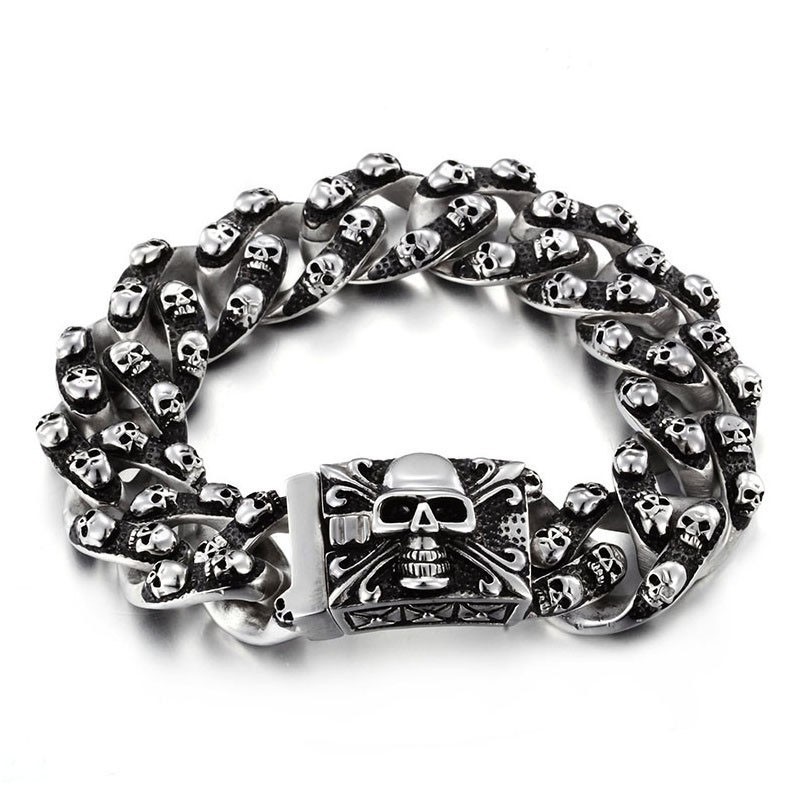 Bracelet En Titane Pour Homme, Motif Tête De Mort Rétro Cool, Bracelet Tête De Fantôme Rock Chic, Accessoires Pour Homme Tide Bracelet En Titane Pour Homme, Motif Tête De Mort Rétro Cool, Bracelet Tête De Fantôme Rock Chic, Accessoires Pour Homme Tide