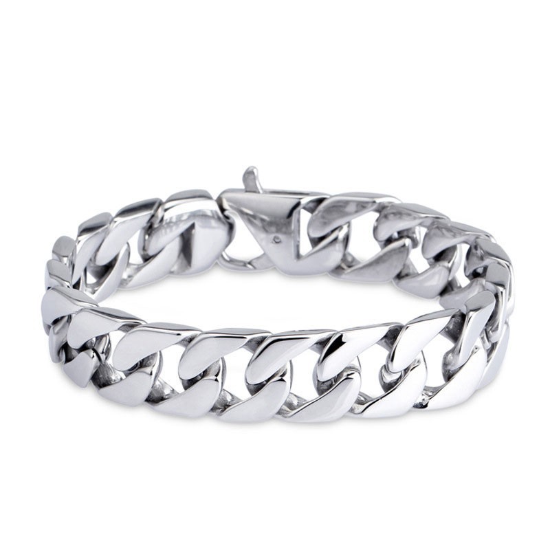 Bracelet En Titane Version Tendance Pour Homme Avec Chaîne Cubaine Bracelet En Titane Version Tendance Pour Homme Avec Chaîne Cubaine
