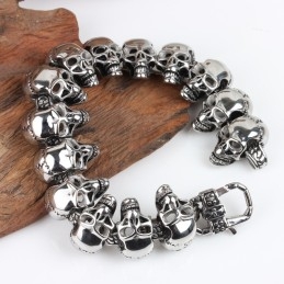 Bracelet En Titane Pour Homme Avec Tête De Mort