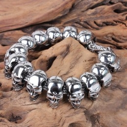 Bracelet En Titane Pour Homme Avec Tête De Mort