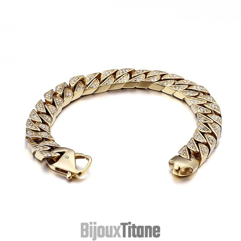 Bijoux Hip Hop Cool En Titane Pour Hommes, Ensemble Complet De Diamants, Grande Chaîne En Or