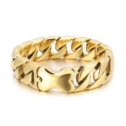 Bracelet Pour Homme En Acier Inoxydable Poli Avec Fermoir À Insertion De Type Os Et Chaîne Cubaine