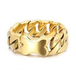 Bracelet Pour Homme En Chaîne Cubaine Polie Avec Fermoir En Os