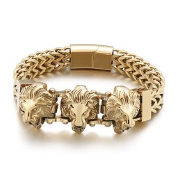 Bracelet En Titane Pour Homme Avec Tête De Loup Et Tête De Lion, Lot Mixte