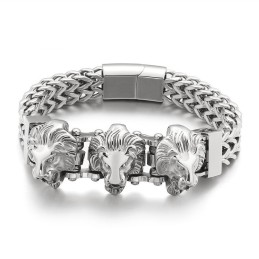 Bracelet En Titane Pour Homme Avec Tête De Loup Et Tête De Lion, Lot Mixte