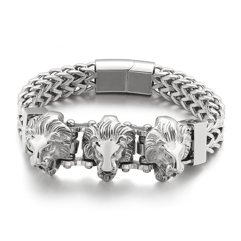 Bracelet En Titane Pour Homme Avec Tête De Loup Et Tête De Lion, Lot Mixte Bracelet En Titane Pour Homme Avec Tête De Loup Et Tête De Lion, Lot Mixte