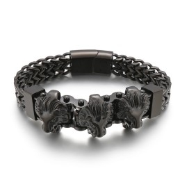 Bracelet En Titane Pour Homme Avec Tête De Loup Et Tête De Lion, Lot Mixte