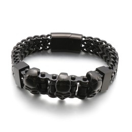Bracelet En Titane Pour Homme Avec Tête De Mort
