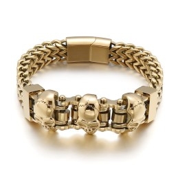 Bracelet En Titane Pour Homme Avec Tête De Mort