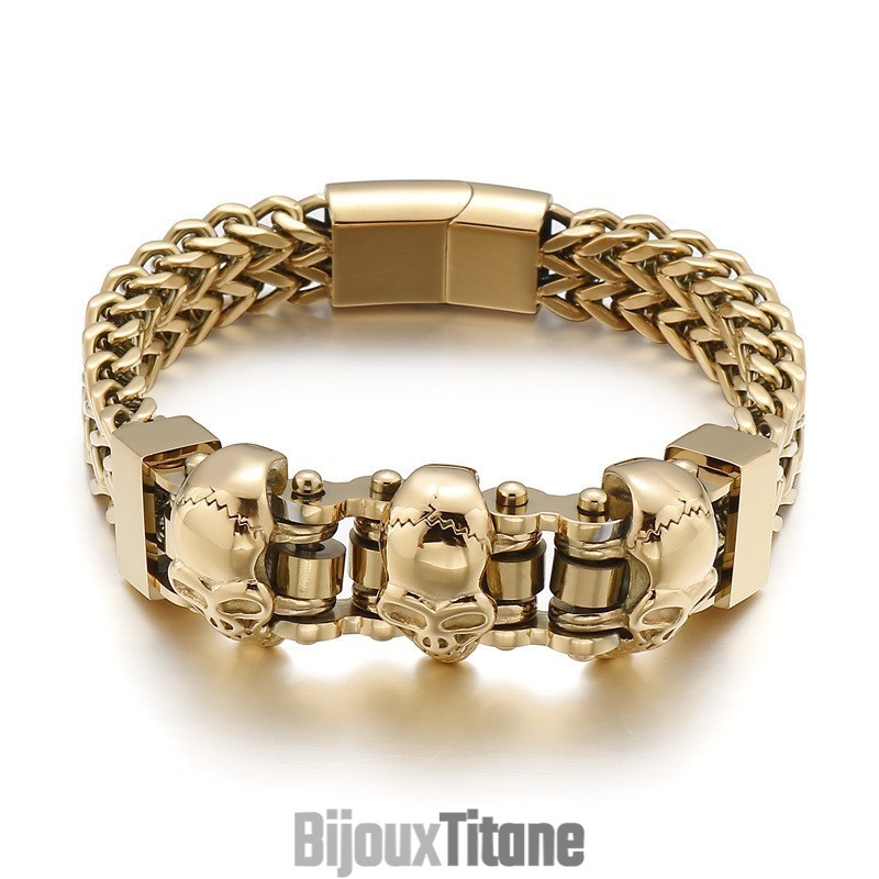 Bracelet En Titane Pour Homme Avec Tête De Mort Bracelet En Titane Pour Homme Avec Tête De Mort