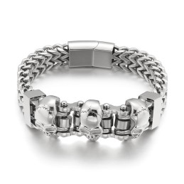 Bracelet En Titane Pour Homme Avec Tête De Mort