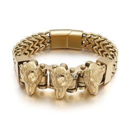 Bracelet En Titane Pour Homme Avec Tête De Loup