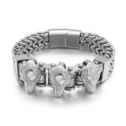 Bracelet En Titane Pour Homme Avec Tête De Loup