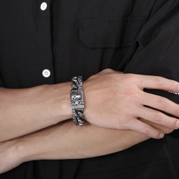 Bracelet Vintage En Titane Avec Tête De Lion Pour Homme