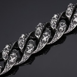Bracelet Vintage En Titane Avec Tête De Lion Pour Homme
