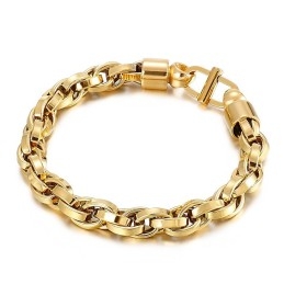 Bracelet En Titane À Chaîne Torsadée Ovale Pour Homme Avec Fermoir À Caractère
