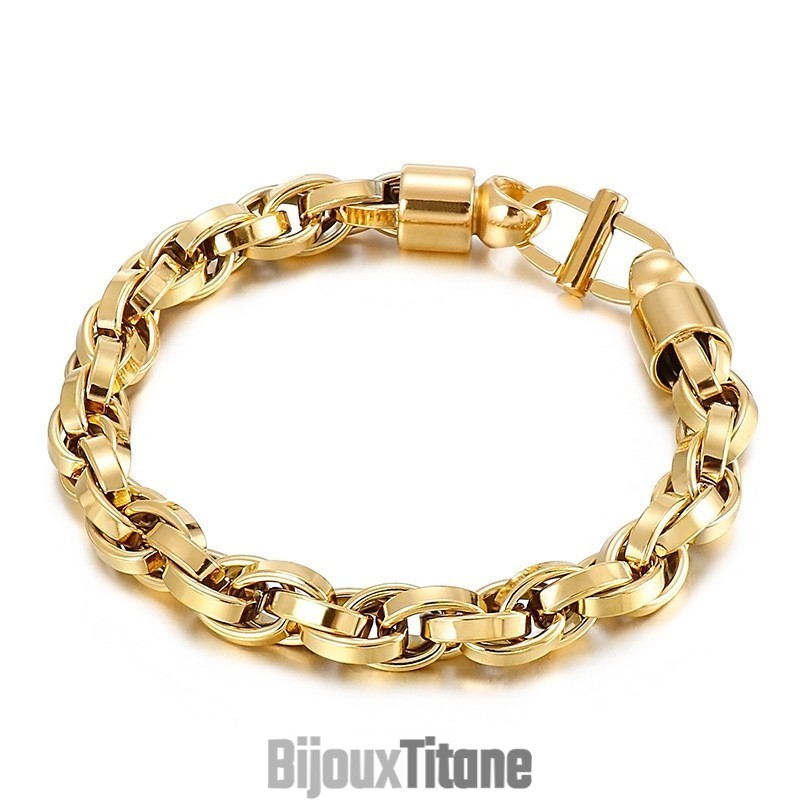 Bracelet En Titane À Chaîne Torsadée Ovale Pour Homme Avec Fermoir À Caractère Bracelet En Titane À Chaîne Torsadée Ovale Pour Homme Avec Fermoir À Caractère