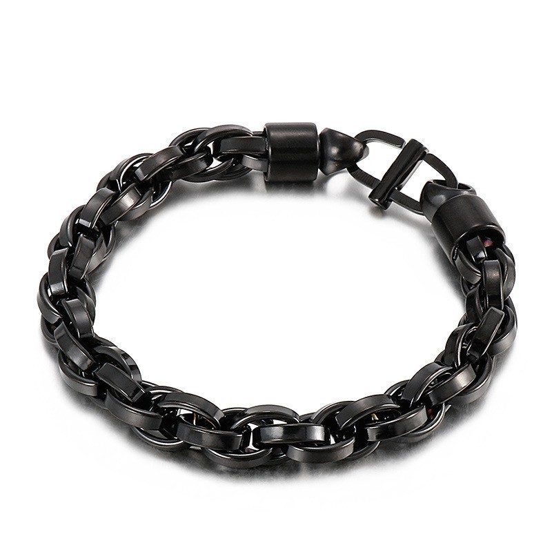 Bracelet En Titane Pour Homme Avec Chaîne Torsadée Ovale Et Fermoir Lettre Bracelet En Titane Pour Homme Avec Chaîne Torsadée Ovale Et Fermoir Lettre