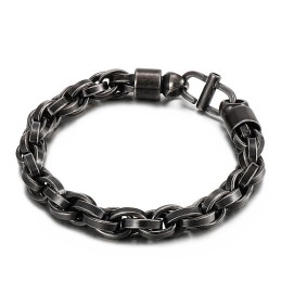 Collier Torsadé Ovale Pour Homme Avec Fermoir Soleil Et Bracelet En Titane