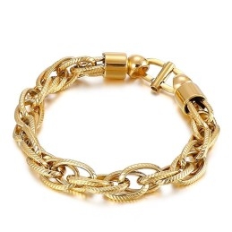 Collier Torsadé Ovale Pour Homme Avec Fermoir Soleil Et Bracelet En Titane