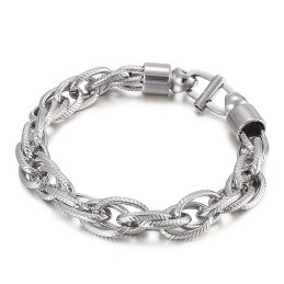 Collier Torsadé Ovale Pour Homme Avec Fermoir Soleil Et Bracelet En Titane