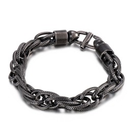 Collier Torsadé Ovale Pour Homme Avec Fermoir Soleil Et Bracelet En Titane