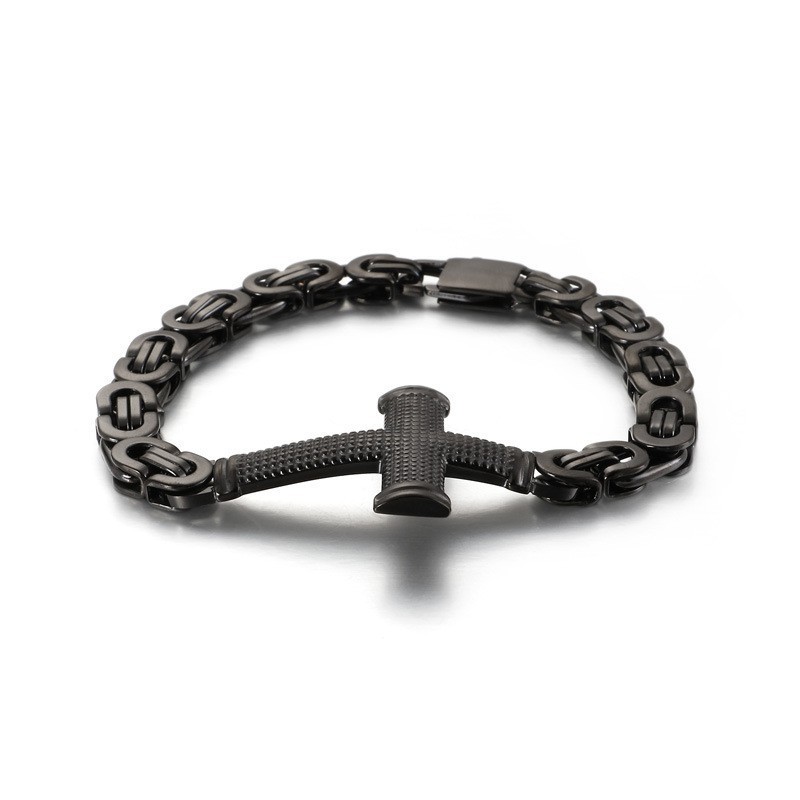 Bracelet Homme En Titane Avec Croix De Rue Tendance Et Tendance