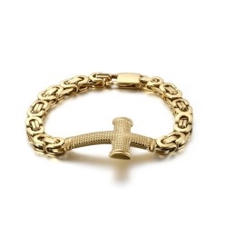 Bracelet Pour Homme En Titane Avec Chaîne Croisée Tendance