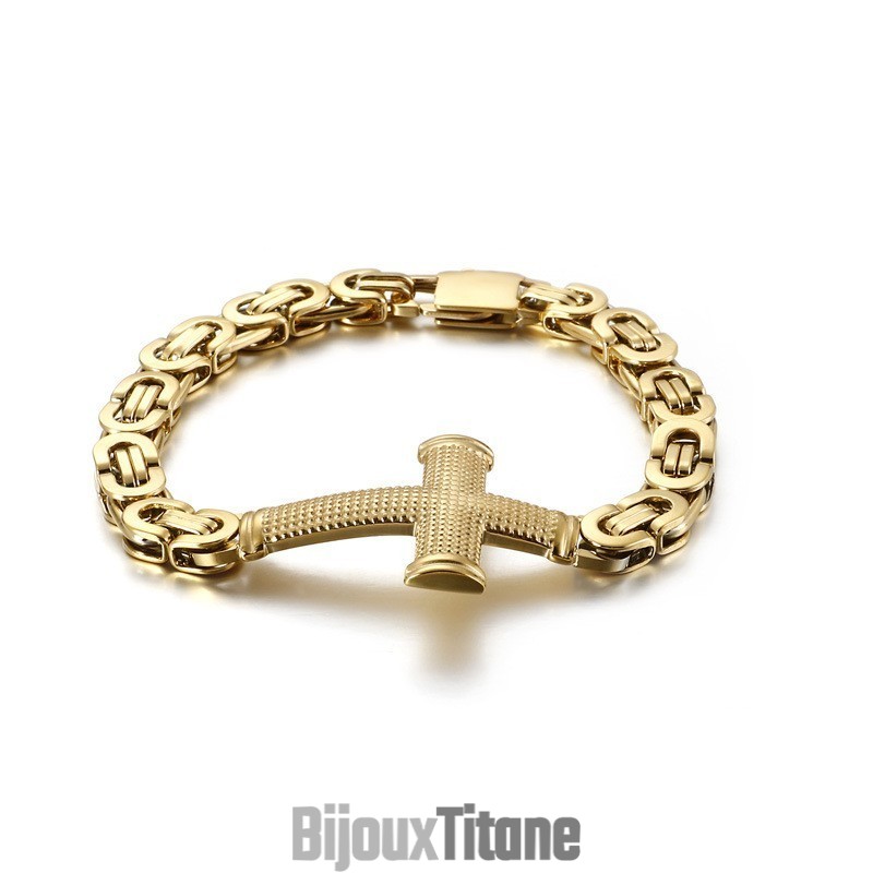 Bracelet Pour Homme En Titane Avec Chaîne Croisée Tendance Bracelet Pour Homme En Titane Avec Chaîne Croisée Tendance