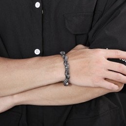 Bracelet Rétro Populaire En Titane Pour Homme, Motif Main Noire, Nouvelle Collection