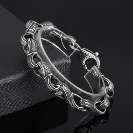 Bracelet Rétro Populaire En Titane Pour Homme, Motif Main Noire, Nouvelle Collection