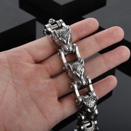 Bracelet En Titane Pour Homme, Série Animal, Bijoux Tendance, Rock, Hip-Hop, Streetwear, Tête De Loup, Motard