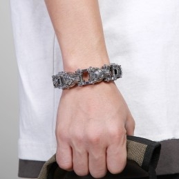 Bracelet En Titane Pour Homme, Série Animal, Bijoux Tendance, Rock, Hip-Hop, Streetwear, Tête De Loup, Motard