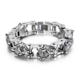 Bracelet En Titane Pour Homme, Série Animal, Bijoux Tendance, Rock, Hip-Hop, Streetwear, Tête De Loup, Motard