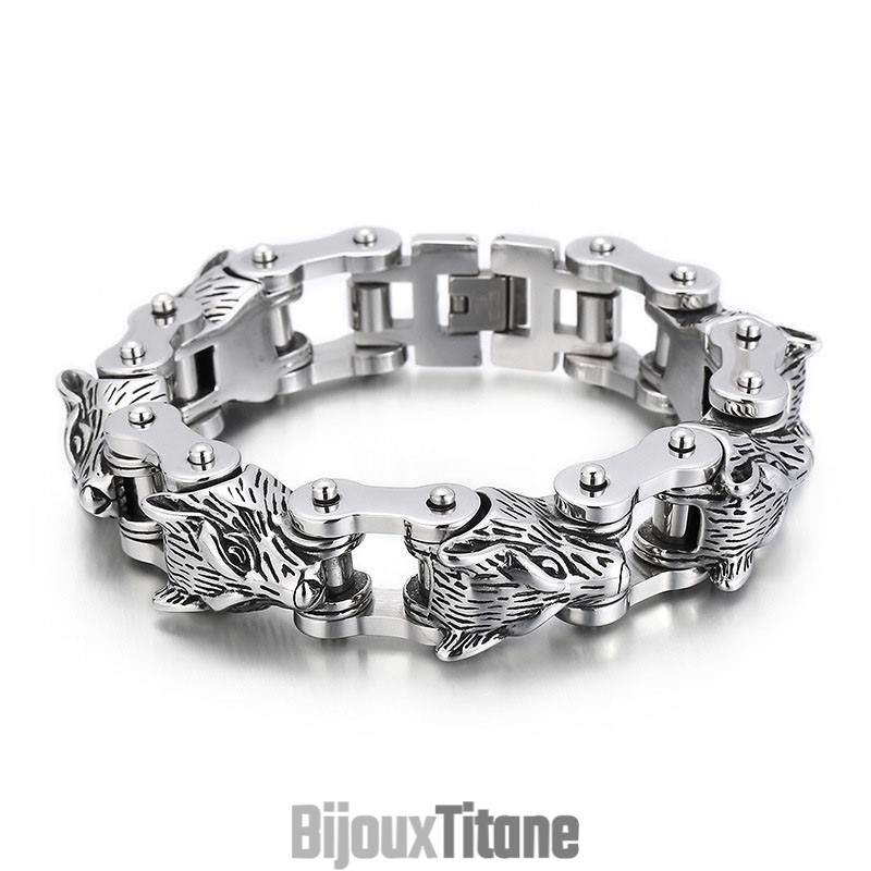 Bracelet En Titane Pour Homme, Série Animal, Bijoux Tendance, Rock, Hip-Hop, Streetwear, Tête De Loup, Motard