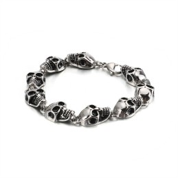 Bracelet En Titane Avec Tête De Mort Exagérée Pour Homme